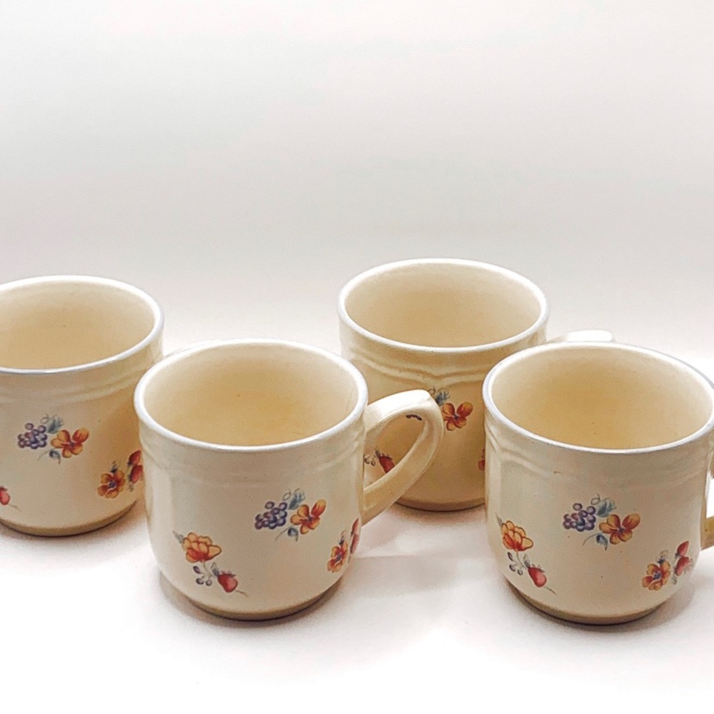 4 Vintage Cottagecore Mugs| International Tableworks Stonewear from Japan 1980s